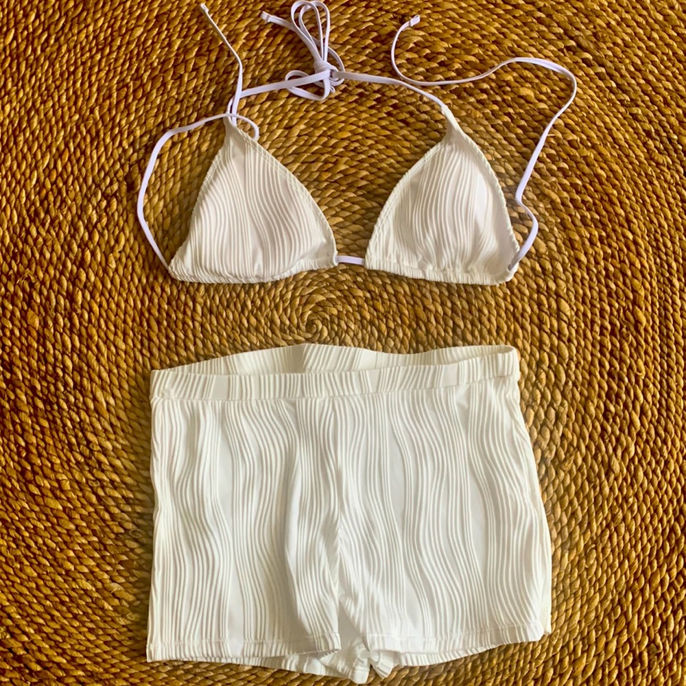 Two piece white swimsuit